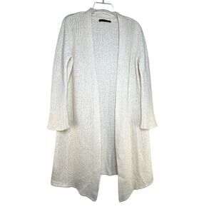 JENNI KAYNE Duster Cardigan Sweater Coat SZ XS Cream Wool Silk Blend Minimalist
